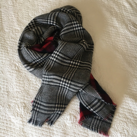 Zara Huge Two-Sided Soft Blanket Scarf Plaid Tartan Houndstooth - Picture 6 of 11